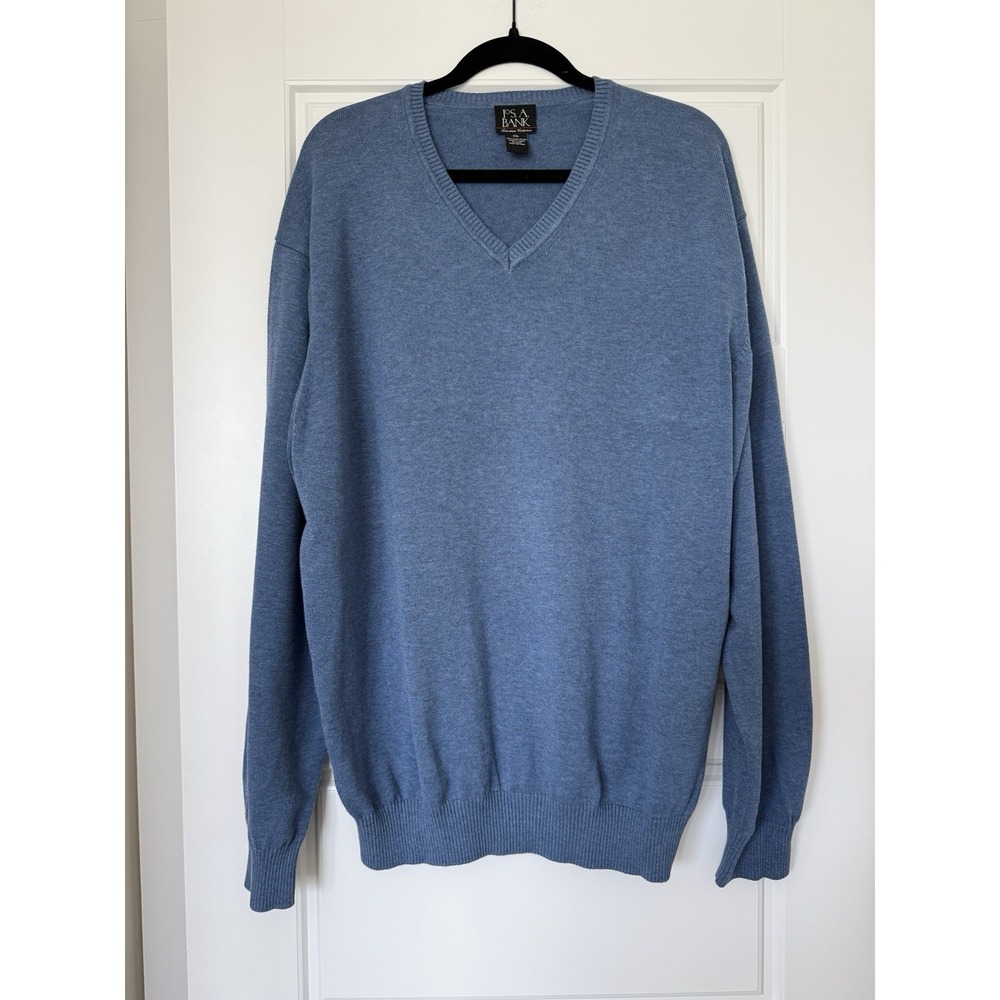 Jos. A. Bank Men's Blue V-Neck Sweater XXL 100% Pima Cotton Pullover NWOT